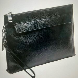 Coach Black Leather Pouch Wristlet, Unisex ($310 Retail) (Clearance Priced)